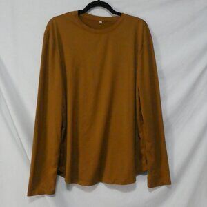 Mens Earthy Mustard  / Rust Brown Crew Neck Long Sleeve Shirt XL extra large